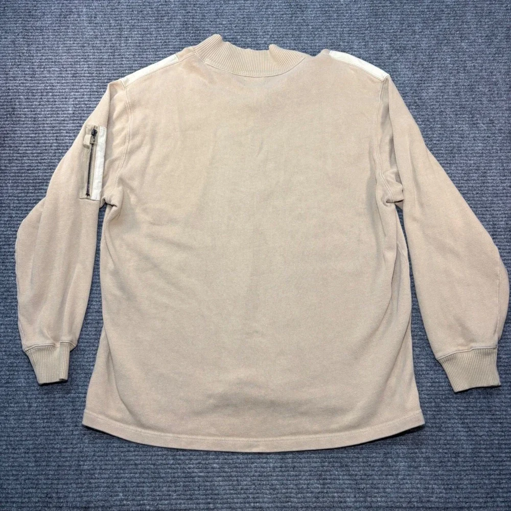 Vtg Polo Jeans Co Ralph Lauren Men L Quarter Zip Sweater Tan Utility 100% Cotton